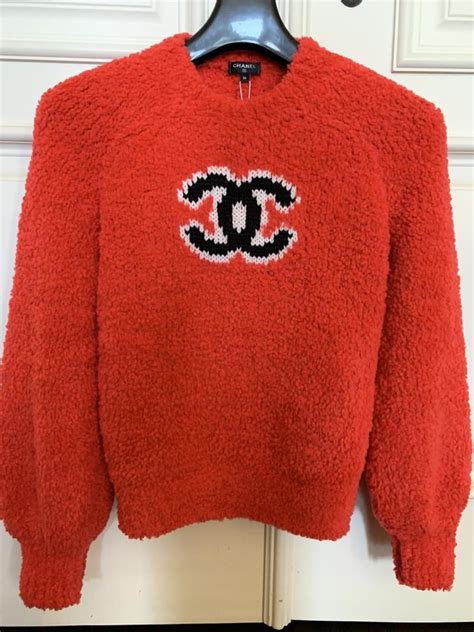 chanel red sweatshirt|Chanel zip up sweater.